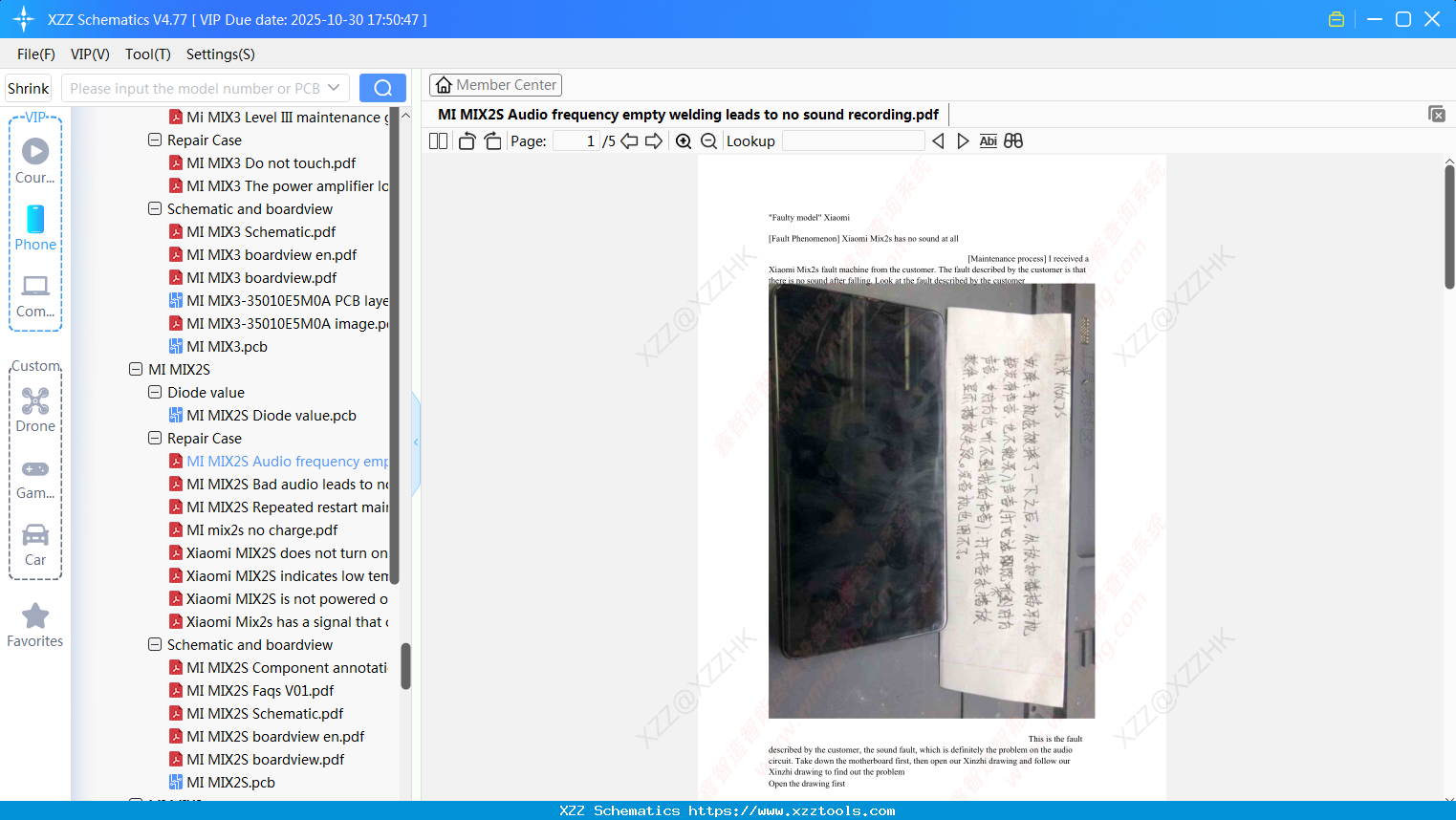 Xiaomi MI MIX2S Audio Frequency Empty Welding Leads To No Sound Recording